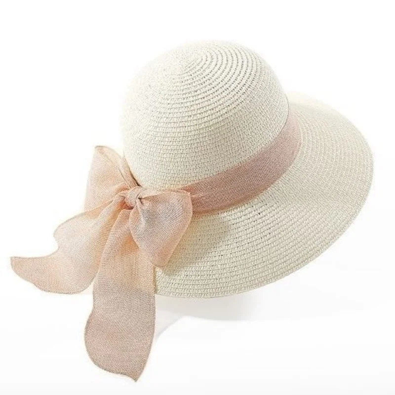 Fashion Flat Bowknot Panama Lady Hat Summer Hats For Women Sun Hat Beach Ladies Sun Hats For Women Straw Hat 250326