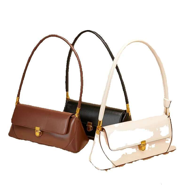 Women's Baguette Designer Genuine Leather Shoulder Bag High Quality Cowhide Vintage Women Handbags Holiday Gifts