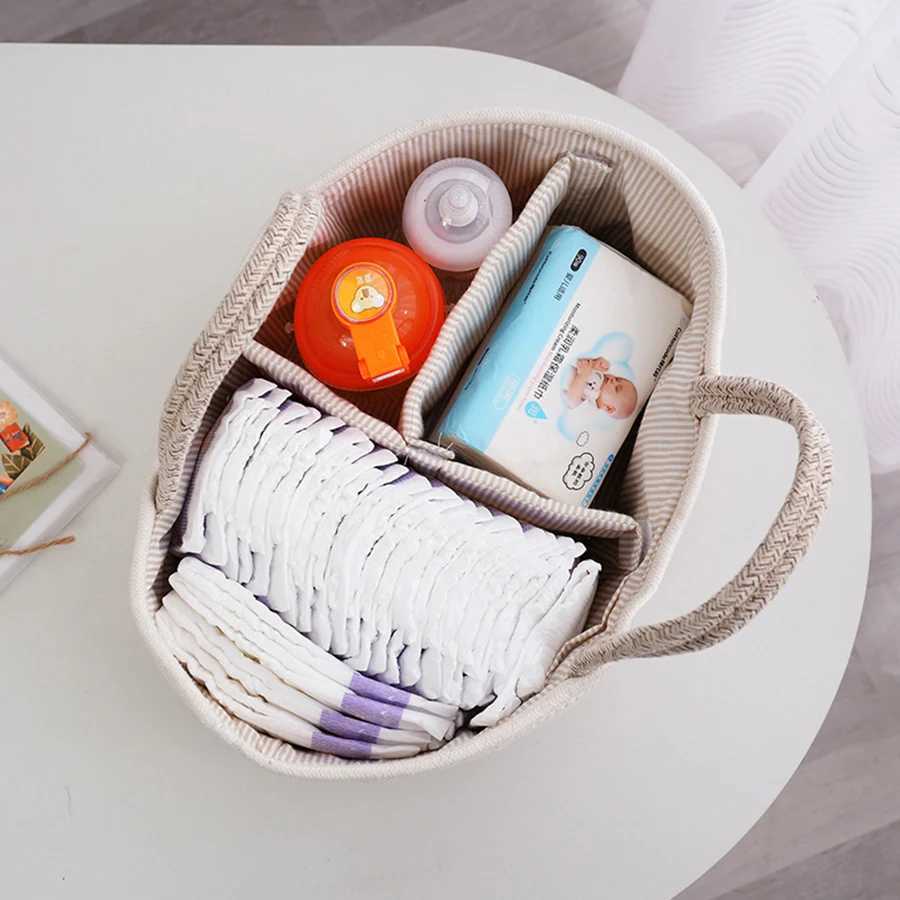 Multifunctional Travel Out Portable Mommy Bag Cotton Rope Diaper Bag Diaper Storage Bag Baby Diaper Storage BasketC250326