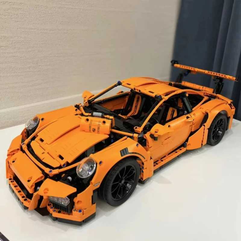 Technical Series 911 GT3 RS Orange Supercar Model Compatible with Building Blocks Toys Childrens Christmas and Birthday GiftsXJ250326