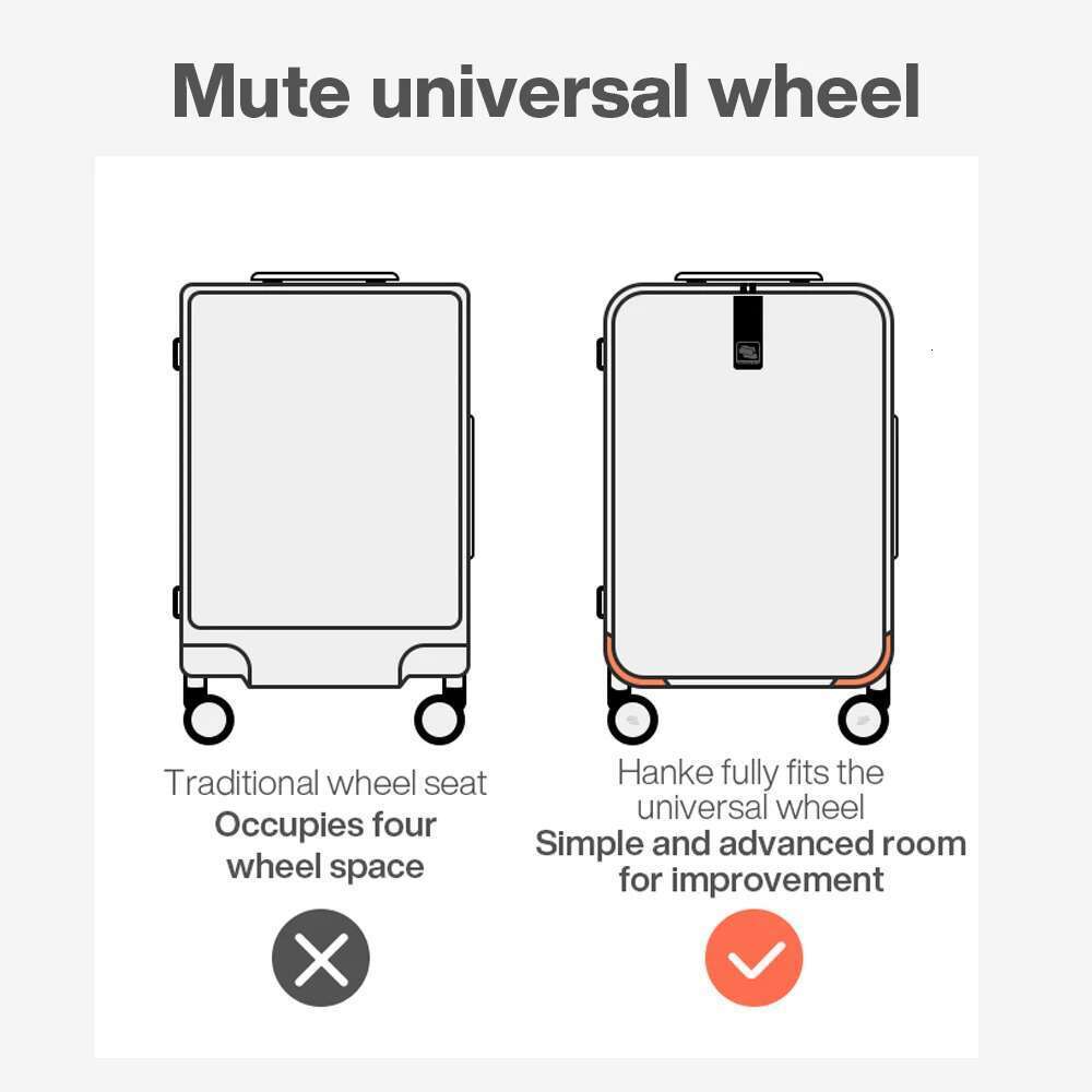 Hanke Innovative Design 20" Carry On Suitcase 24" Travel Lage Aesthetic Narrow Aluminum Frame PC Hardside Spinner Wheel H9860