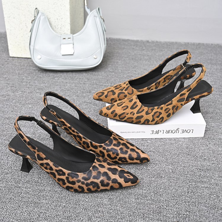 High end, niche leopard print high-heeled shoes for women in the spring summer of 2025, with an elegant temperament and slender pointed sandals