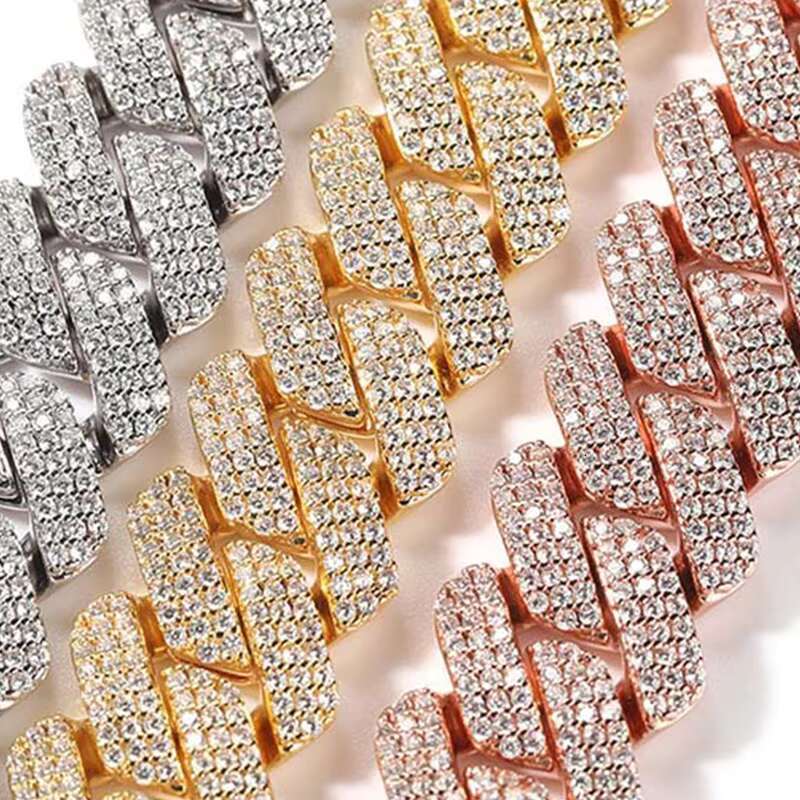 Custom Name 20mm Zircon Cuban Necklace Hiphop Diamond Wholesale Fashion Jewelry Necklace Light Luxury Hip Hop Necklace