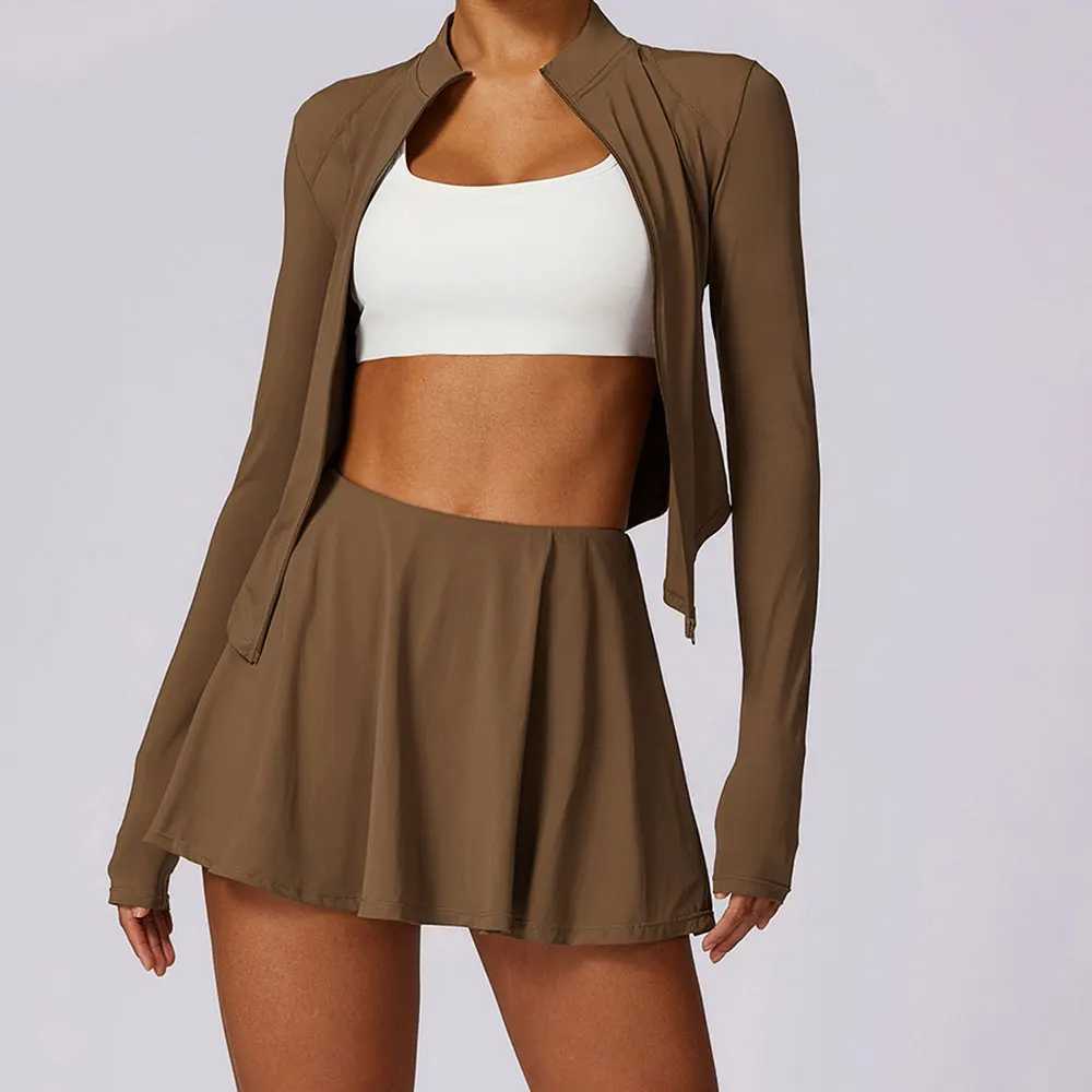 Summer Yoga Set 2-piece Outdoor UV Protection Sports Long Sleeve Sunscreen Clothes Quick Drying Ice Silk Cool Running Sprint W250326