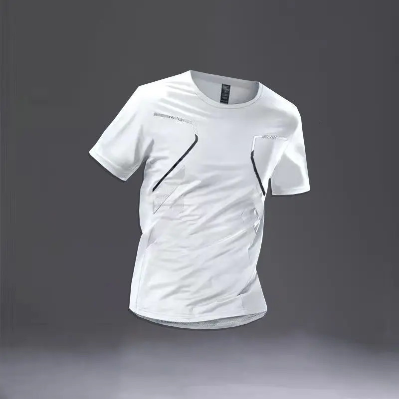 Summer thin casual ice silk sports suit mens round neck short sleeved T-shirt elastic waist sprint quick drying set 250324
