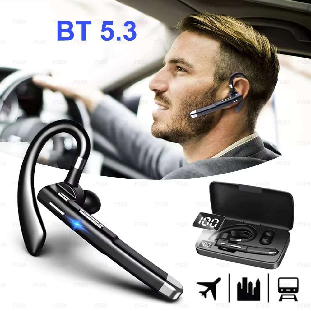 BT5.3 Single Business Ear Hanging Hands Free Call Noise Reduction Wireless Earphones Suitable for iPhone and Laptop