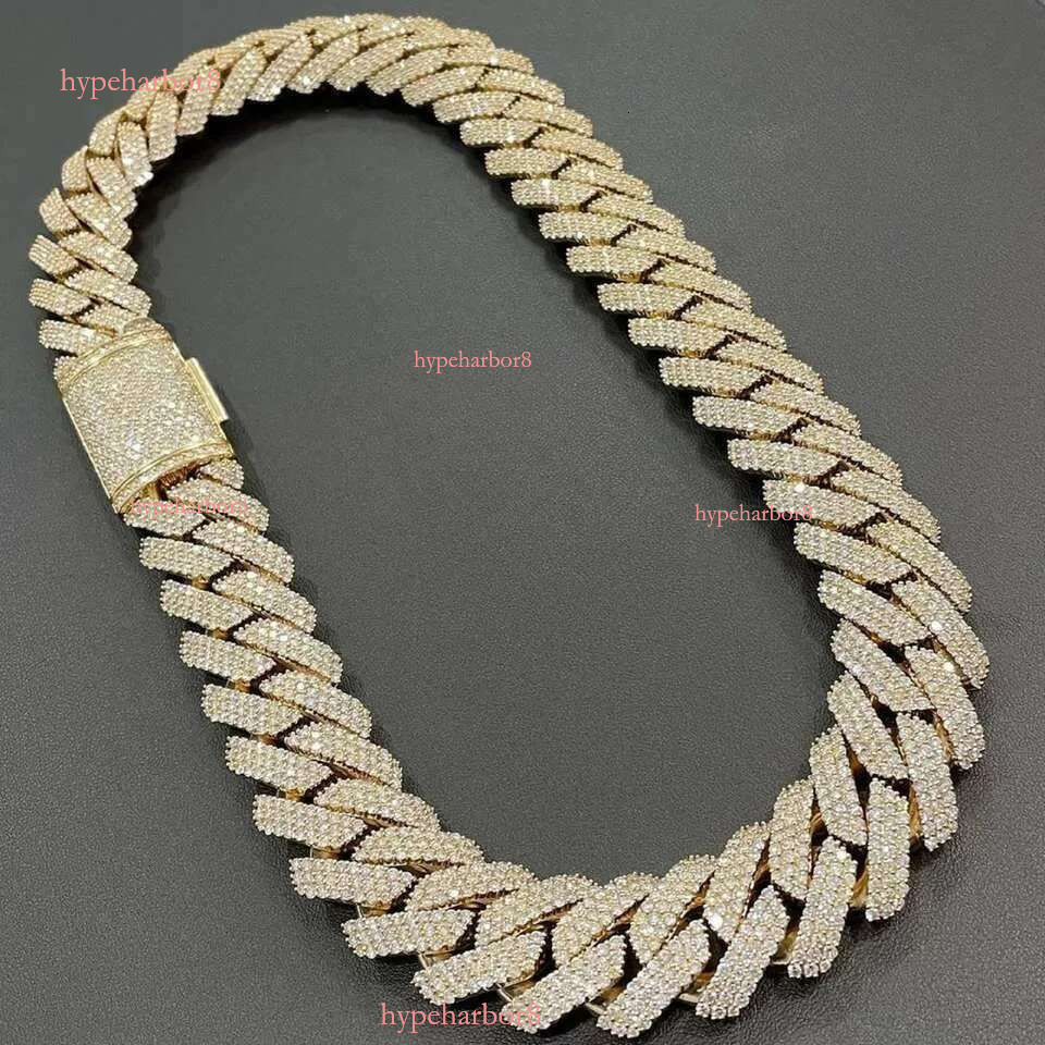 Bulky Prong Setting 20Mm 4 Rows Sterg Sier Iced Out VVS Moissanite Cuban k Chain