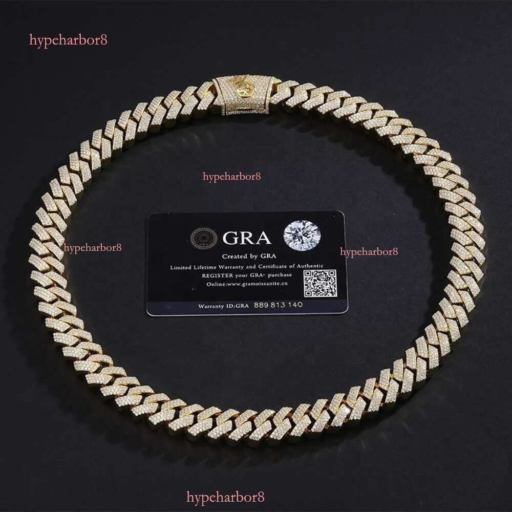 Necklace moissanite chain cuban k chainHip Hop Jewelry Custom VVS Lab Dia Mossinate Chain Men 14k Gold Vermeil