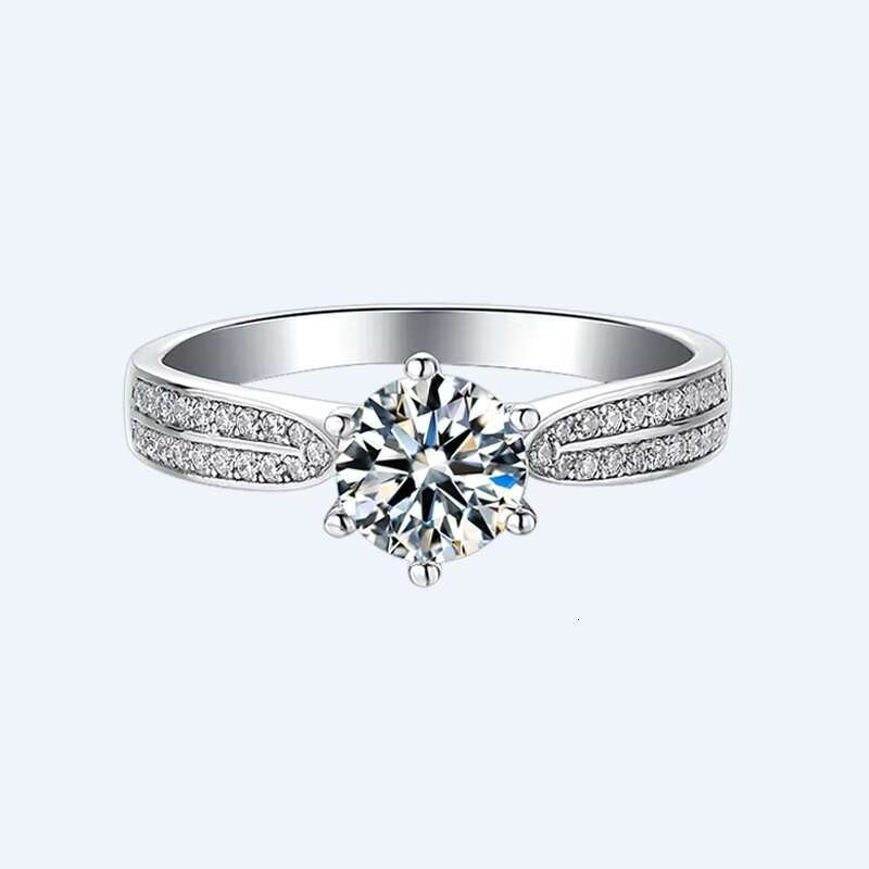 Trend Exquisite Jewelry S925 Silver Platinum Plated Moissanite Diamond Ring Simple Fashion Design Womens Engagement Rings
