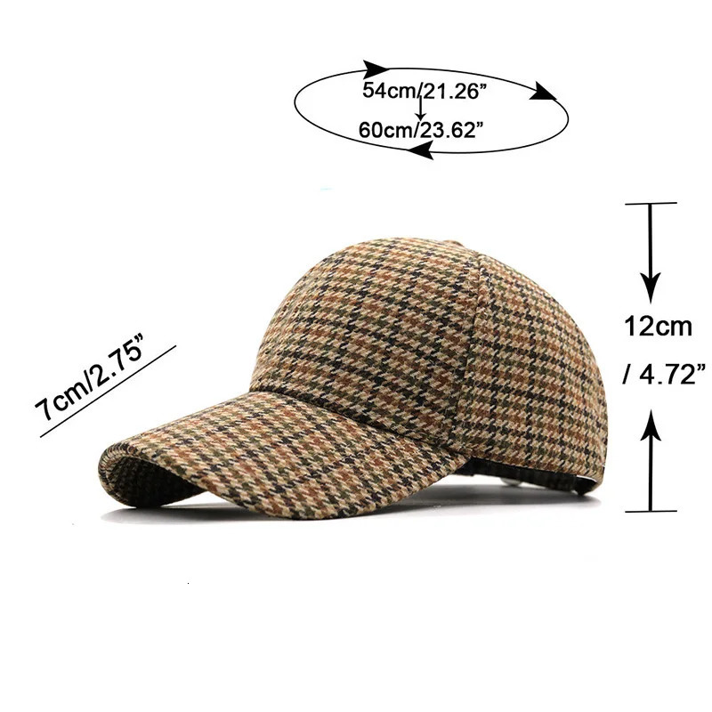 Plaid Baseball Hat Warm Lightweight and Adjustable for Outdoor Activities in AutumnWinter 250318