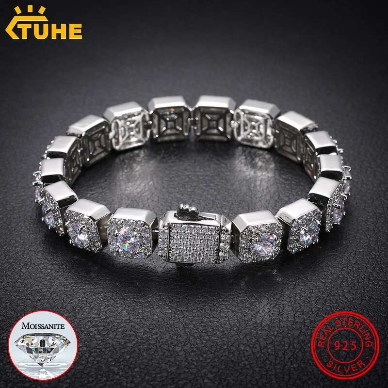 5mm-6.5mm vvs1 Color D Moissanite Bracelet Chain For Men/Women Hip Hop Jewelry Sterling Silver 925 Bracelet For Gifts