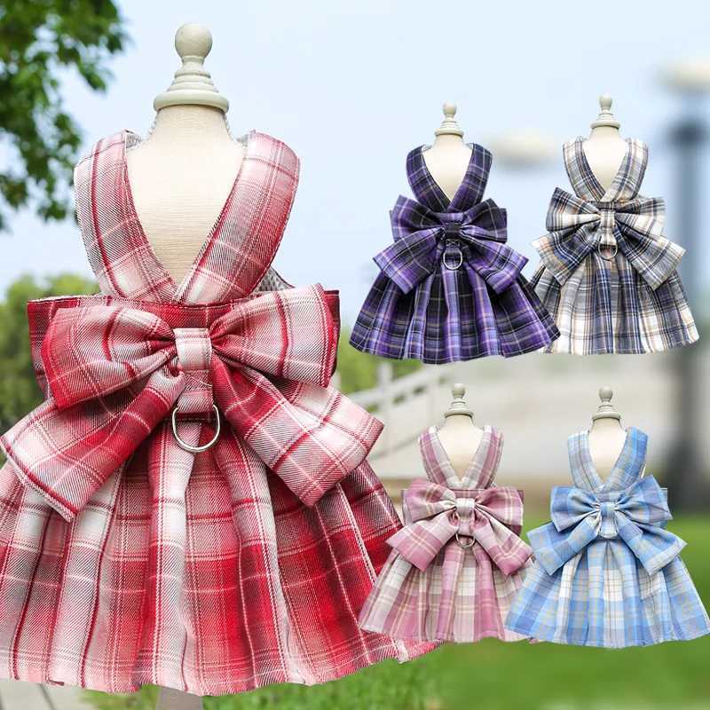 Bow dog collar cute pet harness chest strap leash cat and dog clothing harness vest princess Tutu dress X250326