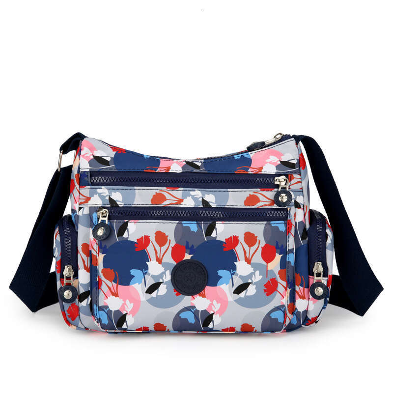 Printed nylon single shoulder crossbody women's, middle-aged and elderly mother bag, lightweight waterproof multi-layer leisure large capacity cl