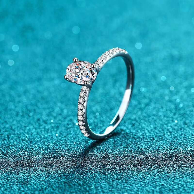 PYQ 1ct Lab Grown Diamond Wedding Band Engagement Ring Solitaire Half Eternity Moissanite Certificate Included
