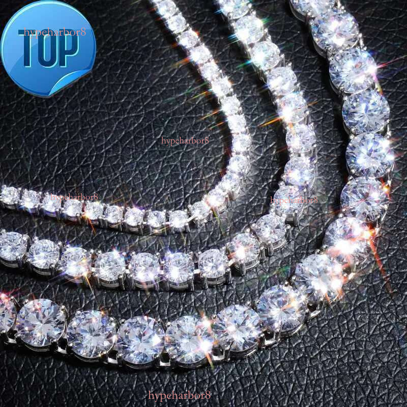 Hotsale Vvs White Tennis Moissanite Chain Bracelet Women Custom Real Dia Gold 3mm Sterg Sier Hip Hop Necklace