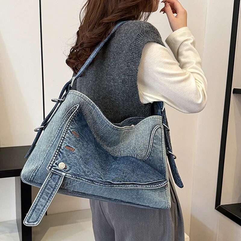 Denim Women New Fashion Casual Shoulder Bag Designer Large Capacity Tote Bag Female Handbags Class Commuting Crossbody Bags