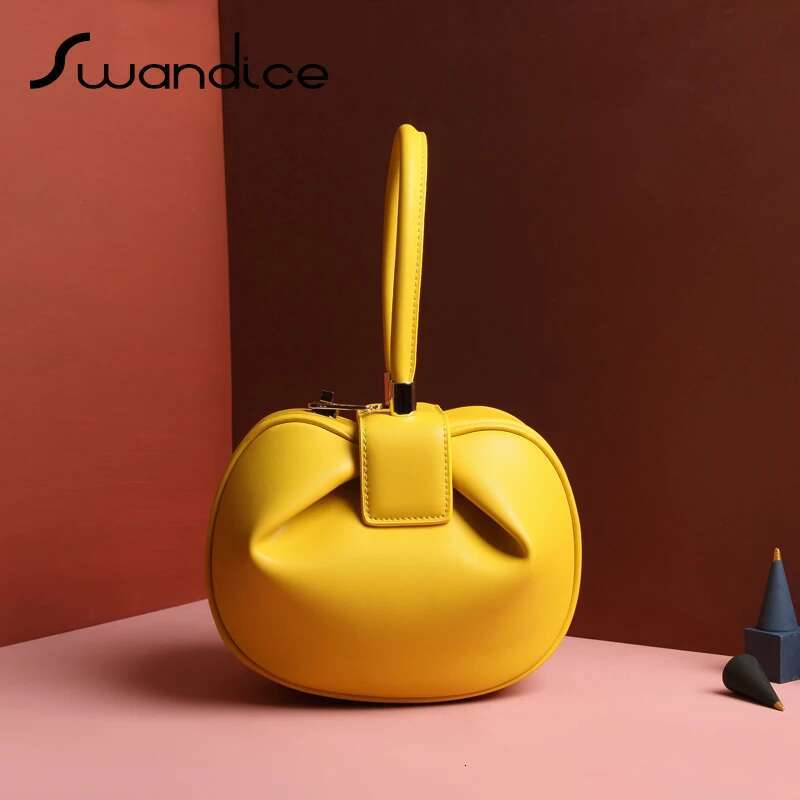 2024 TWO SIZE Vintage Elegant Pillow Boston Box Genuine Leather Handbags Top Handle Clutches Evening Bags Women Female Small