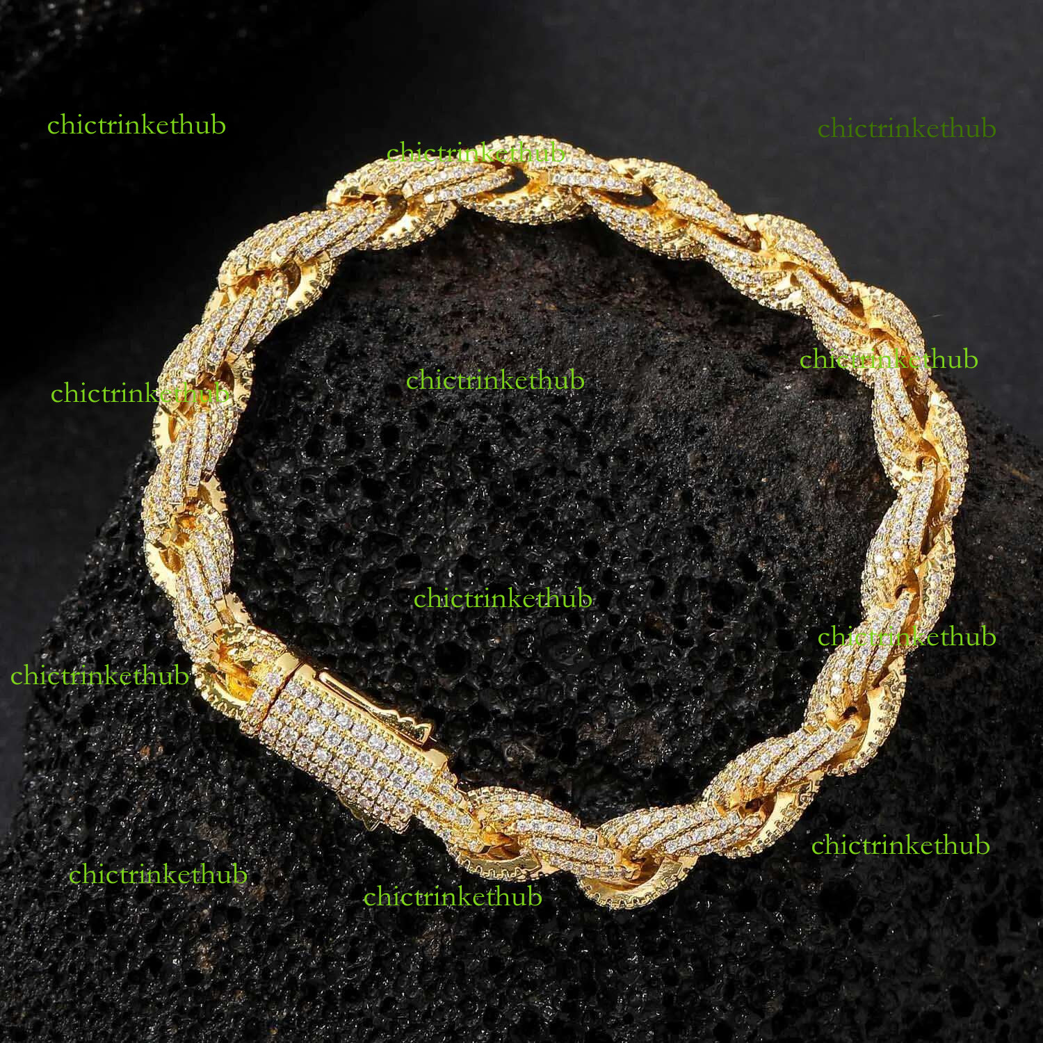 bracelet necklace mossanite Hip Hop Jewelry Vvs Moissanite Full Dia Cuban Rope Chain Bracelet 8mm Iced Out Gold Miami k Necklace