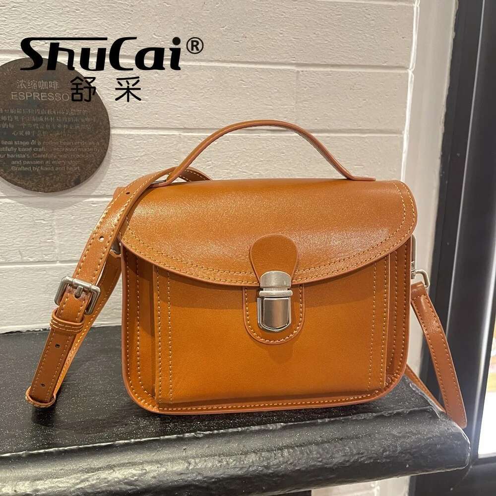 Head Layer Vegetable Tanned Cowhide Vintage Messenger Leather Women's Crossbody Handbag Shoulder Bag
