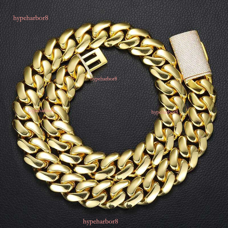12mm-20mm Hip Hop Heavy Large Miami Cuban k Chain Mens Necklace Real Gold Plated topBg 5A Zircon Clasp Men Jewelry