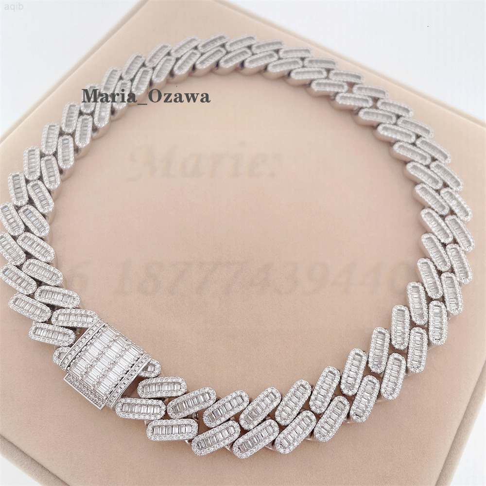 Bussdown 18mm Luxury Cuban Link for Men Moissanite 925 Silver Hip Hop Iced Out Cuban Link Chain