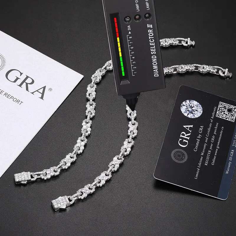 TUHE 8 Words Unisex Iced Out Moissanite Bracelet For Men Hip Hop Jewelry