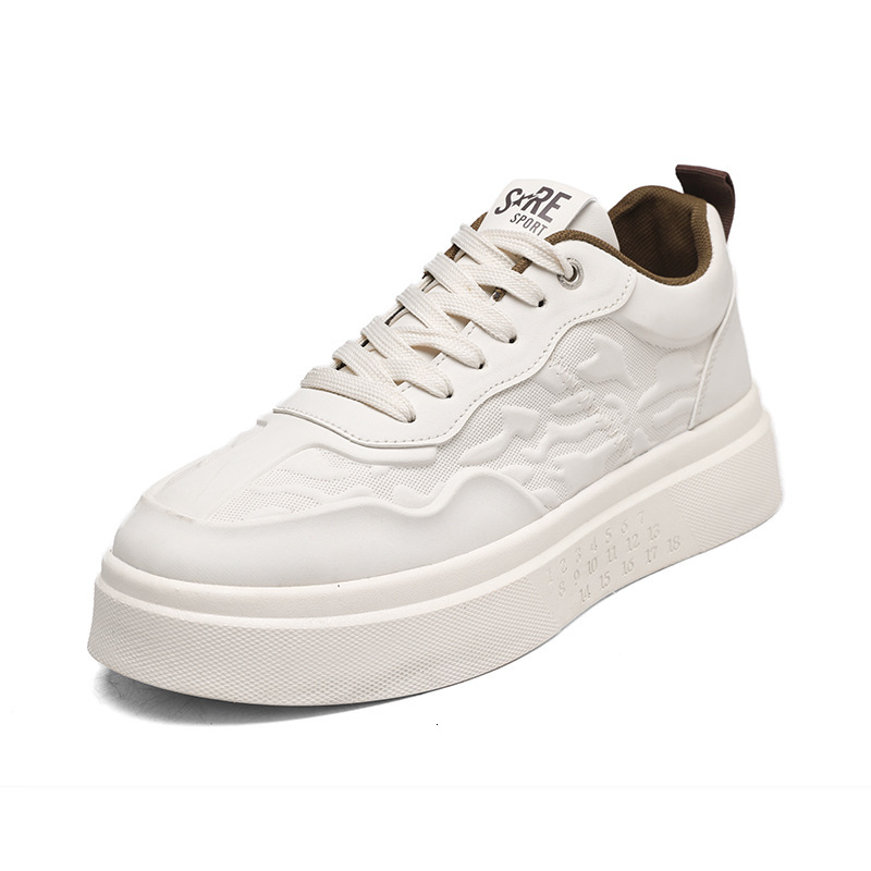2025S New Trend Designer White Breathable Thick Soled Casual Board For Spring And Summer Versatile White Men S Height Increasing Embossed High End Tre