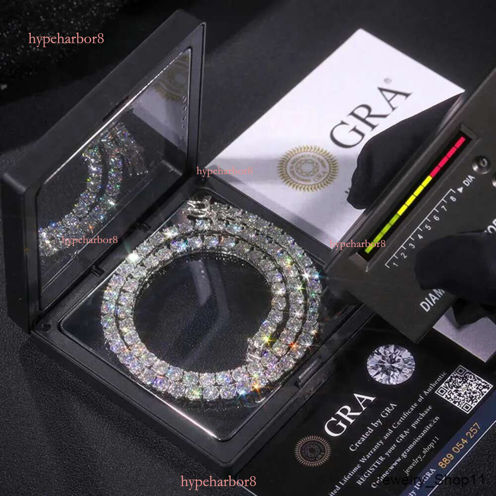 Bracelet Necklace Hip-Hop Tennis Sterg Sier VVS Dia Cluster Iced Out Cuban Chain For Men Women