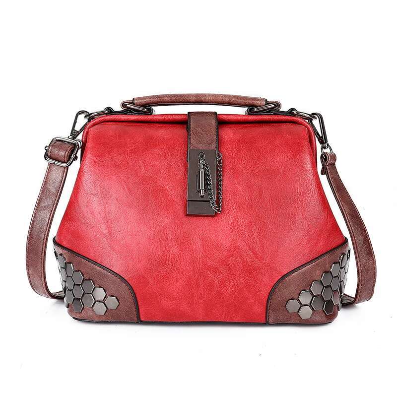 Designer Solid Color Rivet Leather Handbags Women Bag Shoulder Crossbody Bags For Women's 2023 Female Messenger Tote Sac