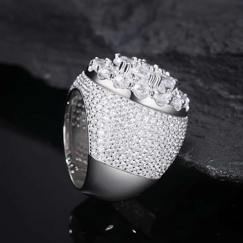 TUHE Unisex luxury Men 925 Silver Ring Moissanite Stone Iced Out Couple Rings For Men Hip Hop Jewelry Gifts