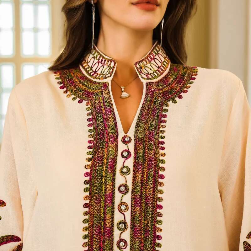 Dongdumaoyi Midden Oosten Moslim Touw Borduren Abaya Dameskleding Dubai Turkijeabaya Dames Luxe Avondjurk W