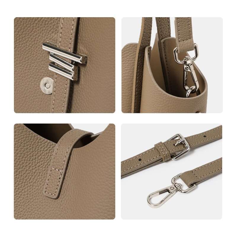 Aidan Ni First-Layer Cow Leather Large Capacity High-End Feeg Hand-Held Bucket 2025 New Vegetable Basket Shoulder Bag