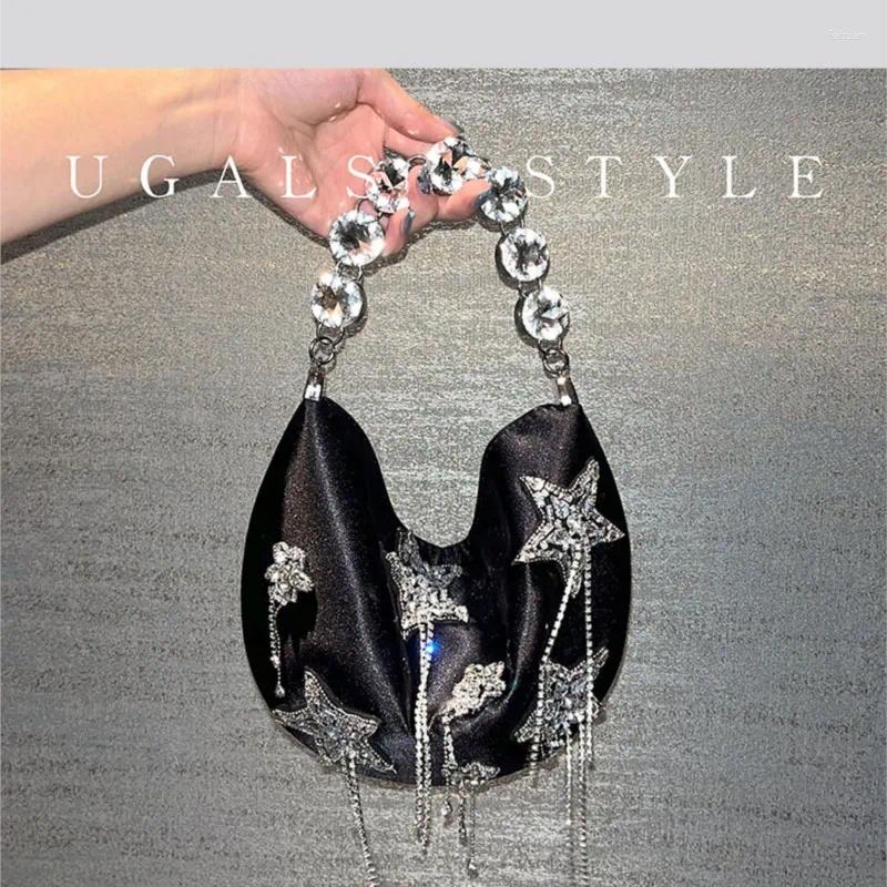 Totes Women Silk Bucket Bag Dia Tassel Evening Shoulder Hobo Party Purse Girl Handbags Female Clutches Bolsos