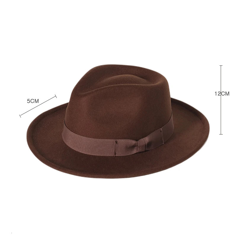 Mens Fedoras Hat and Womens Jazz Hat with Bow Elegant Spring Black Wool Blended Hat Outdoor Casual Felt Hat 250325