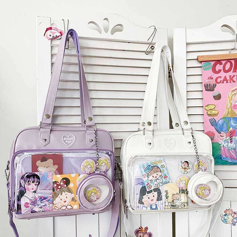 41 Cute Female Soft Girl Pain Transparent Academy Wind Tie Board JK Baby Single Shoulder Crossbody Bag
