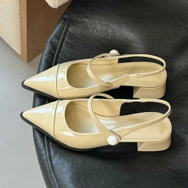 Fem Slip On Footwear Shallow Ladies Square 4CM H Sandals Shoes Fashion Pointed Toe Elegant Wen Heeled Sandals Shoes Z250326