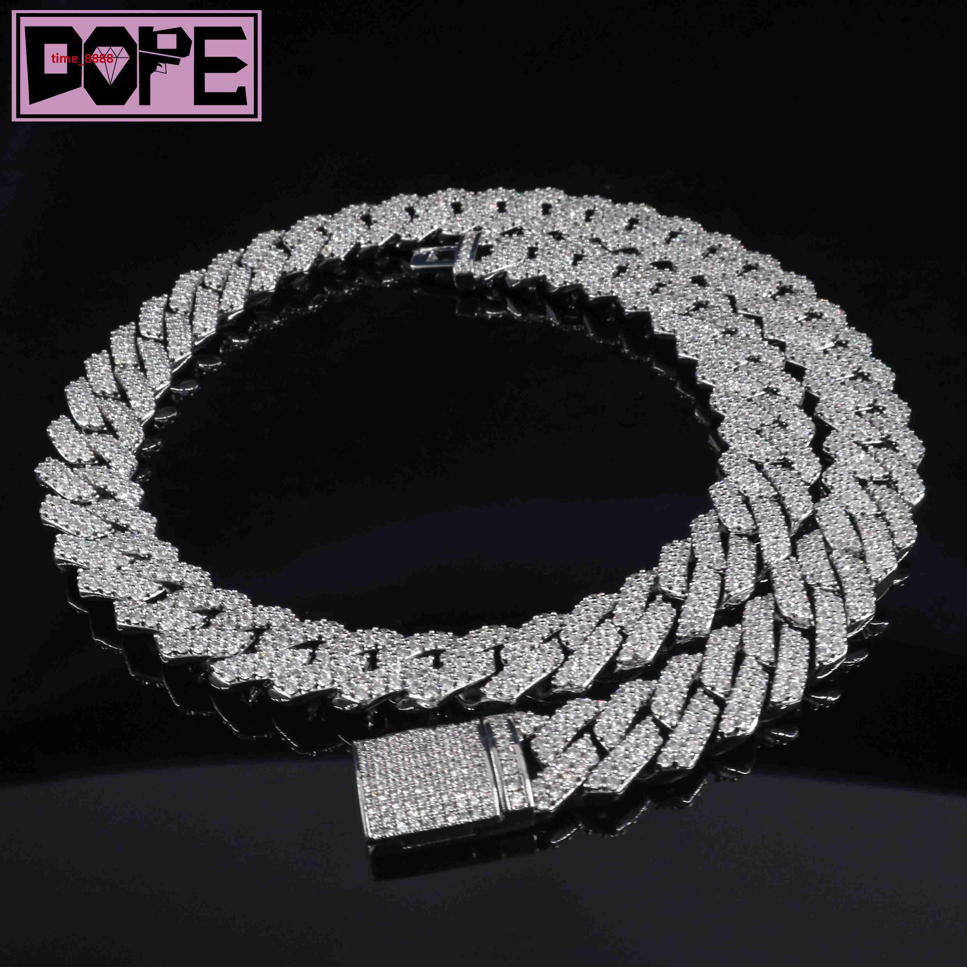 In Stock Moissanite Cuban Necklace 925 Sterling Silver 10mm Width Iced Out VVS Diamond Moissanite Cuban Chain
