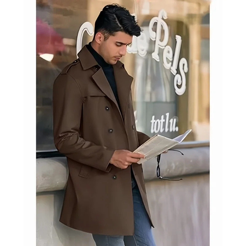 Spring Jacket Mens Trench Mens Coat Medium length Casual Line Personalized Jacket Street Coat Mens Clothing 250324