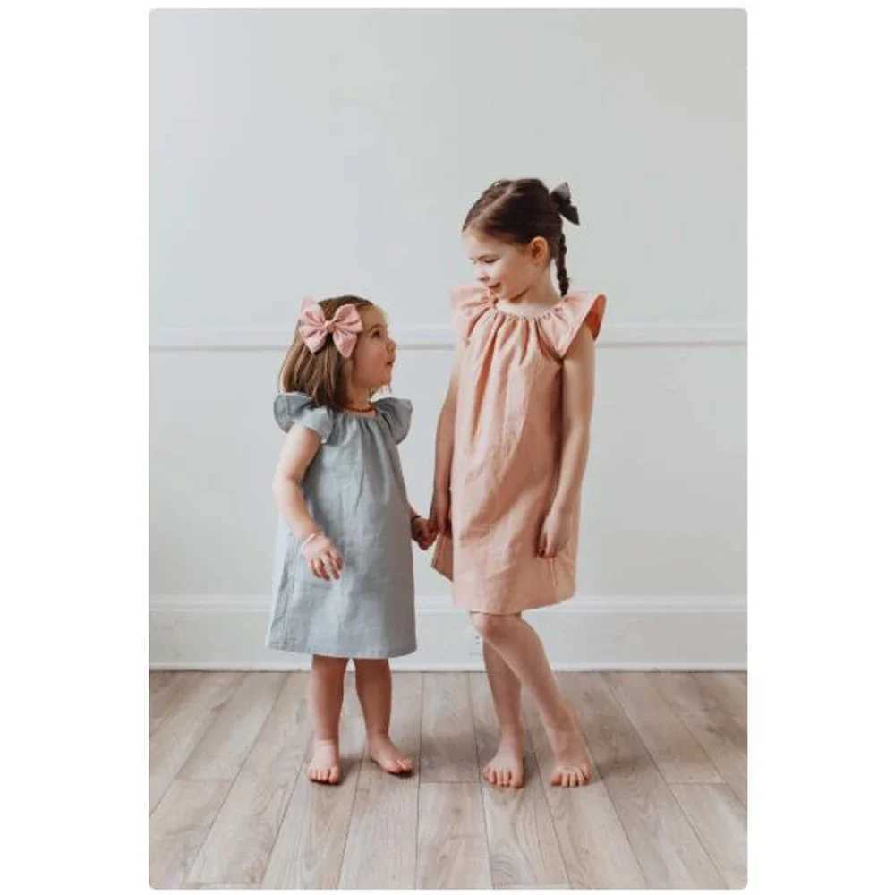 Summer toddler baby dress pure cotton simple girl home dress pure cotton childrens dress casual childrens loose dress W250326