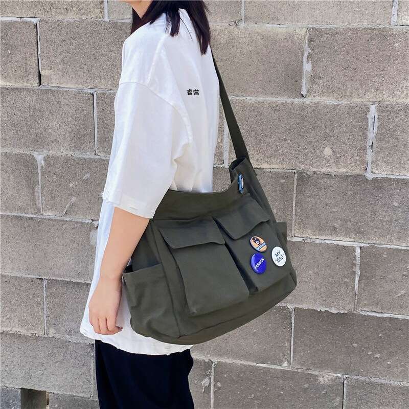 Canvas 2025 new Korean version crossbody men's trendy brand Ruiying travel large capacity shoulder armpit women's bag
