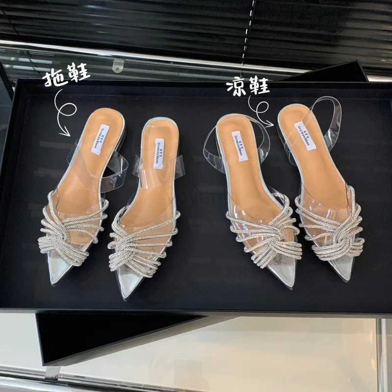 Par Sandals Wan 2024 Cross Ladies Shoes Summer Suit Fem Beige Shallow Mouth New Closed Spring Plastic Girls Cfort Black Z250326