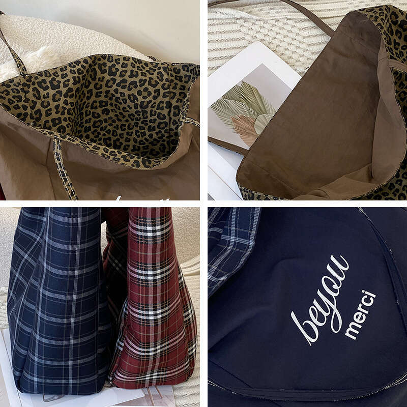 29 Small niche design plaid large capacity shopping women's commuting tote handbag shoulder armpit bag