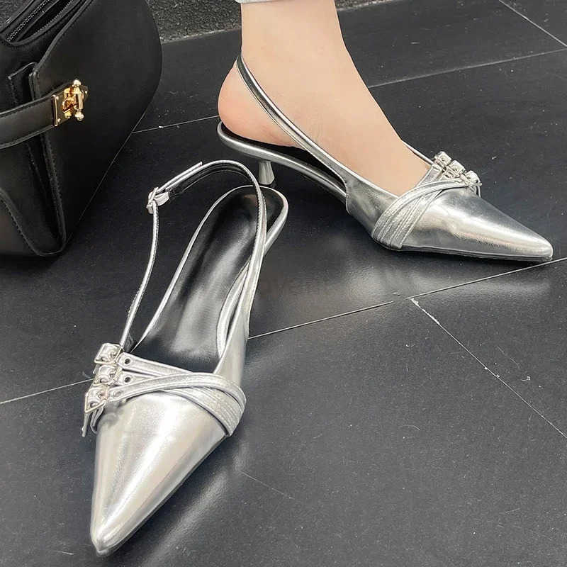 Pointed Toe Shallow Pumps Ladies H Shoes Fem Fashion Slingbacks New in Medium H Shoes For Wen Footwear Mes Z250326