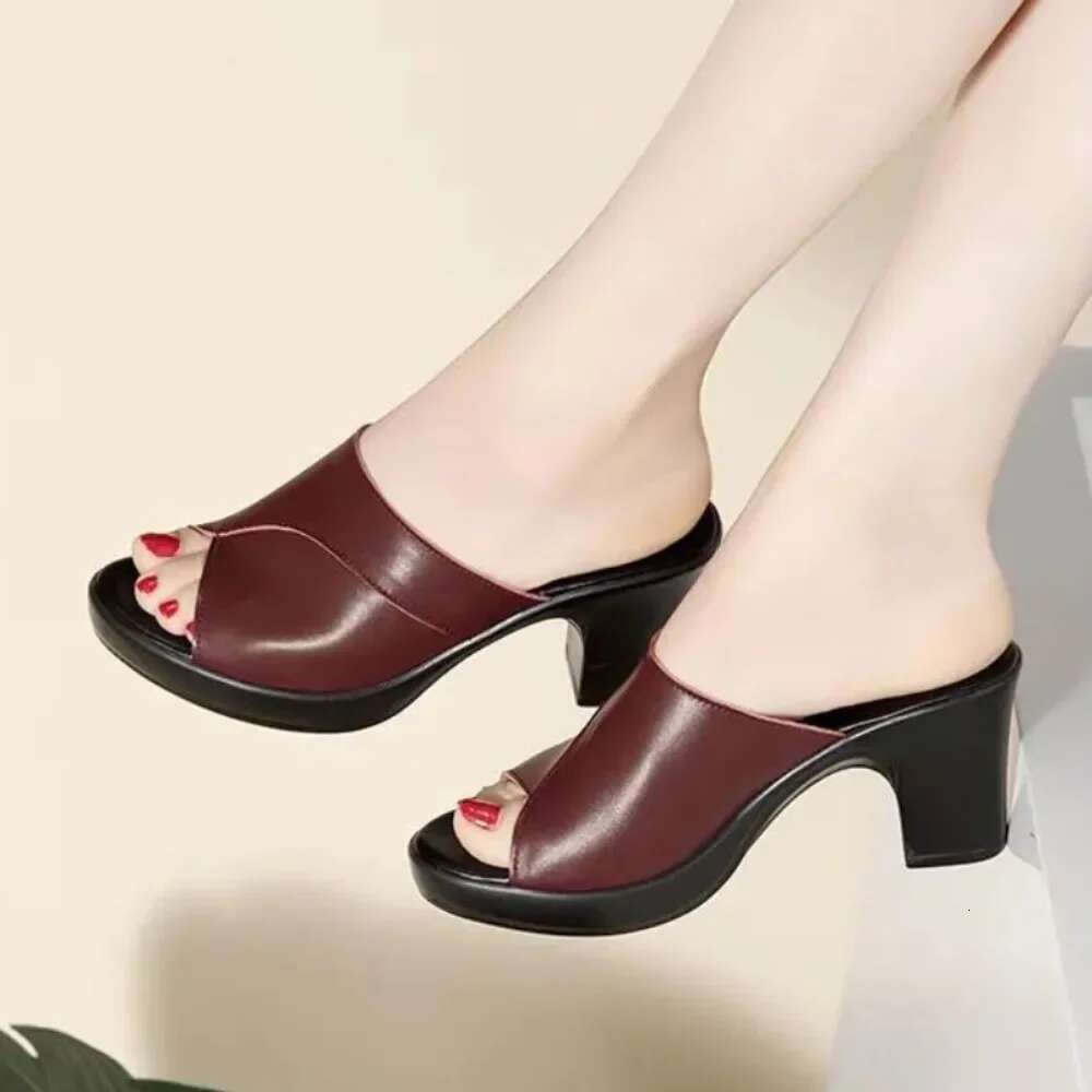2025 Summer New Women's Sandals and Slippers Thick Mom High Heels Designer Fashion Casual Shoes