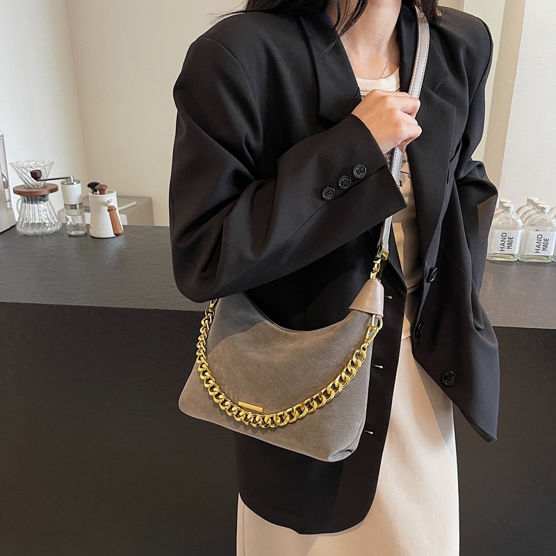 French niche suede bag women's new fashion all-in-one handbag casual texture retro crossbody bag