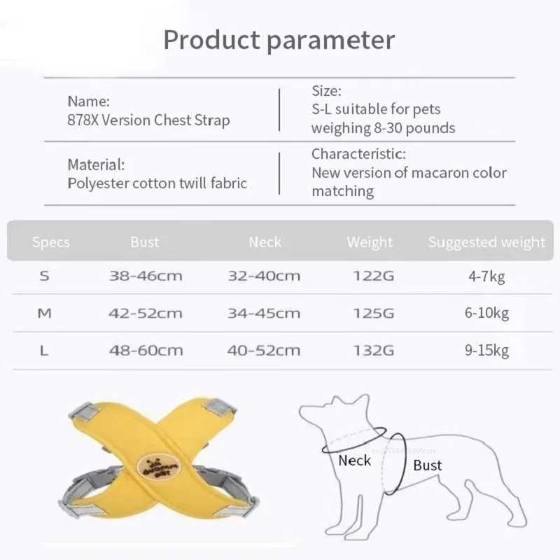 X-shaped dog strap vest set suitable for small Meidum dog straps reflective dog straps cat chest straps breathable mesh straps X250326