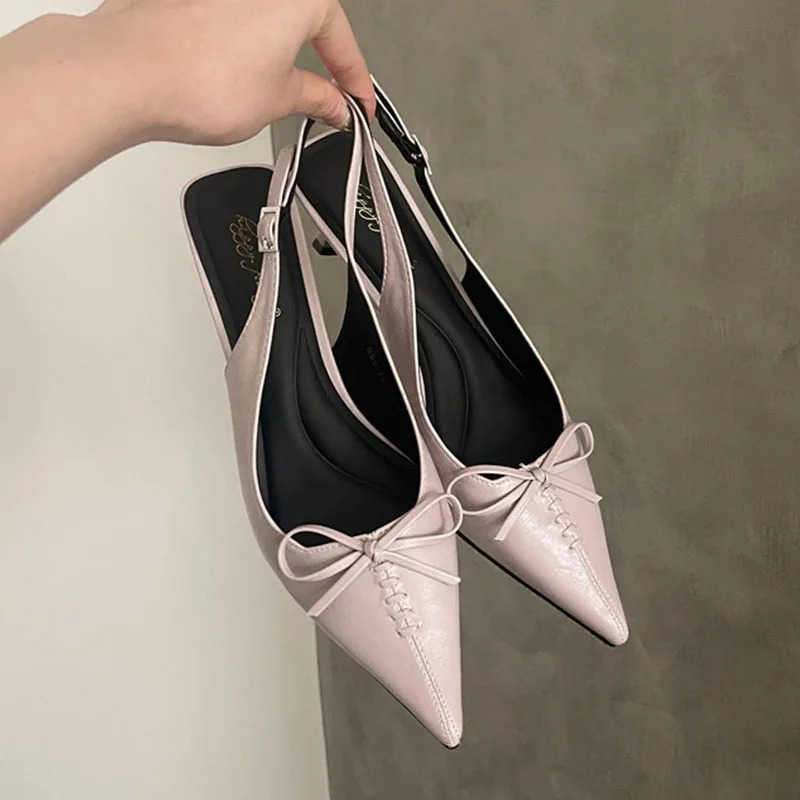 2025 New Pumps Par Ladies Medium H Shoes Fem Buckle Strap Footwear Fashion Pointed Toe Wen Stiletto H 5cm Shoes Z250326