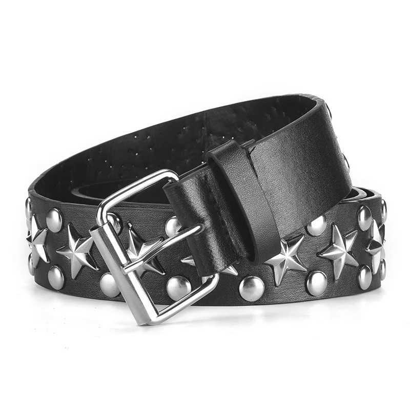 MYMC Mens and Womens Punk Belt Star Embossed Luxury Rivet Belt Casual Retro Fashion Cool Fabric Accessories W250326