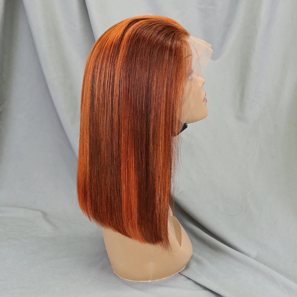 Bone Straight Lace Frontal Wig Short Bob 4/350 Human Hair