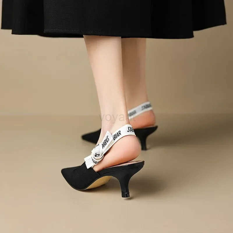hot 2024 Summer Sexy Poin H Fashion Letter Design Lace-up Elegant Wens Dress Stiletto Sandals Par Zapatos De Mujer Z250326